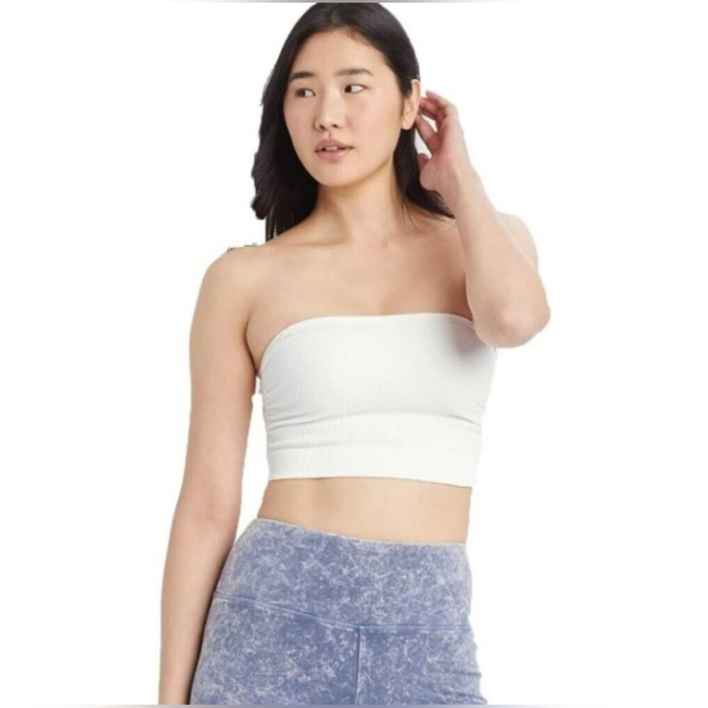 NWT Colsie White Ribbed Bandeau Bra w/ Attachable Straps (Size: XL)